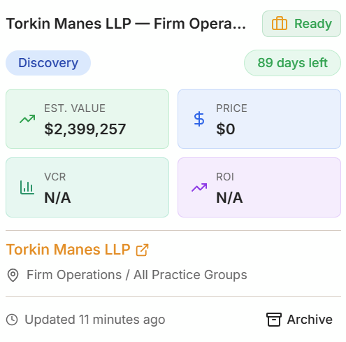 Deal hover card showing stage, value, and key metrics