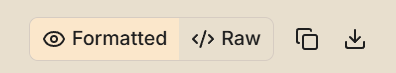 Formatted and Raw view toggle with Copy and Download buttons