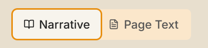 Narrative and Page Text sub-view tabs